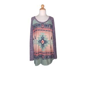 Misslook Women's Southwest Western Thunderbird Cowgirl Baseball Style T-Shirt 3X